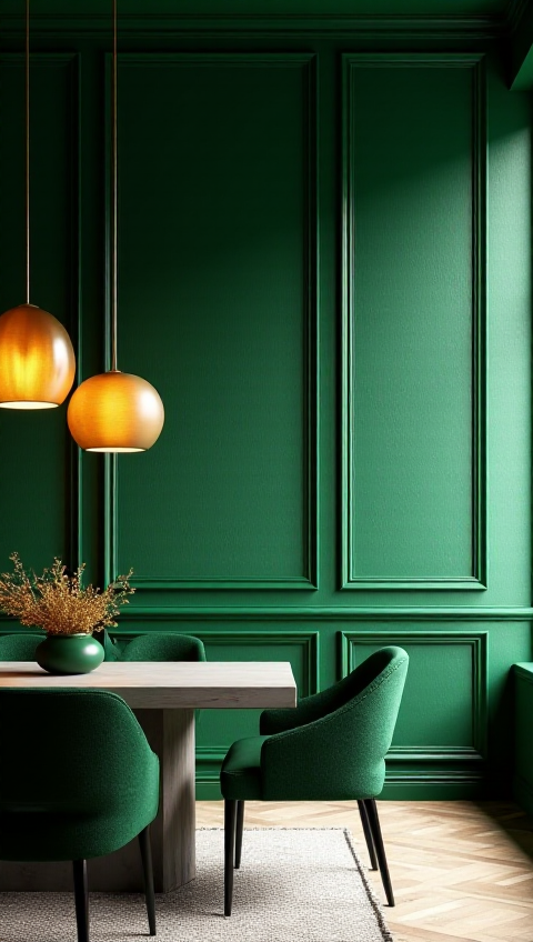 Luxury Chandeliers with Green Panels - Designer Interior Lighting